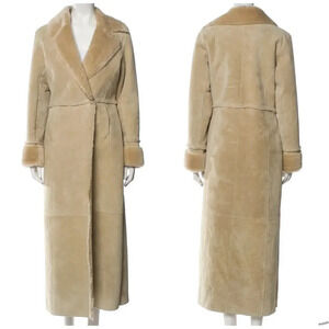 Express Y2K Vintage Suede Leather Faux Fur Lined Winter Coat Medium